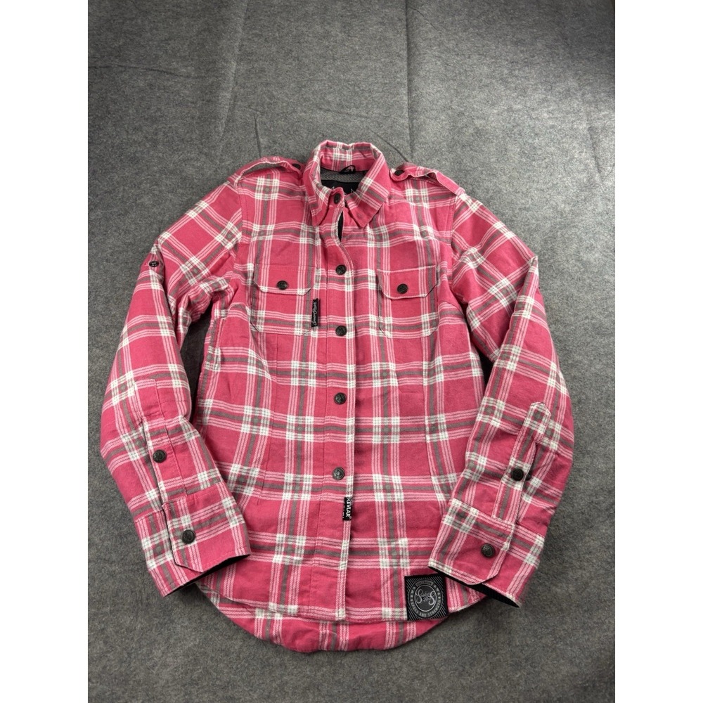 Speed & Strength Smokin' Ace Moto Shirt Flannel Women S WSM Pink Plaid Zip Snaps